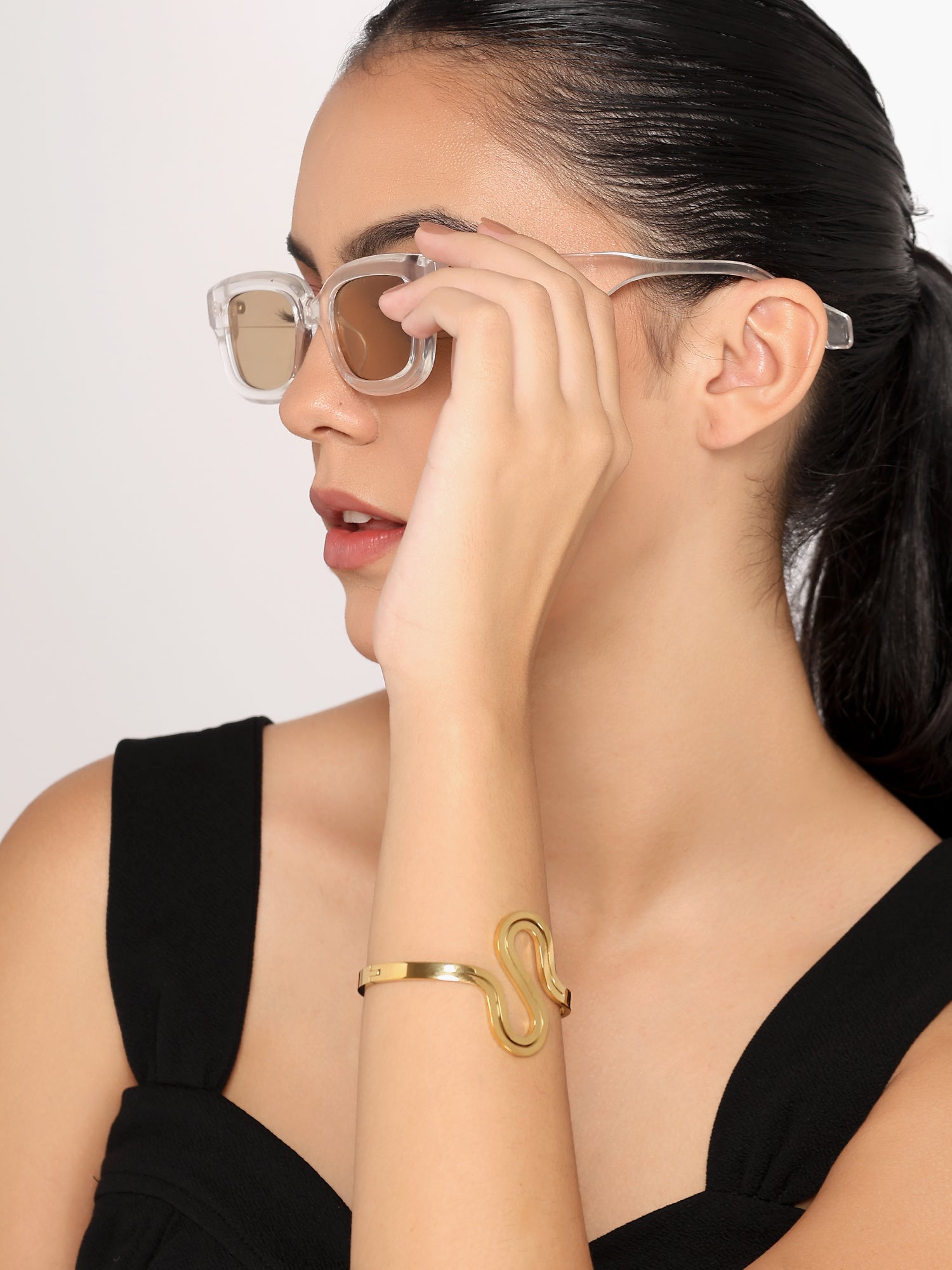 Her Jewels Anti-Tarnish Stainless Layer S-Shape Hollow Design Gold Plated Bracelet for Women & Girls