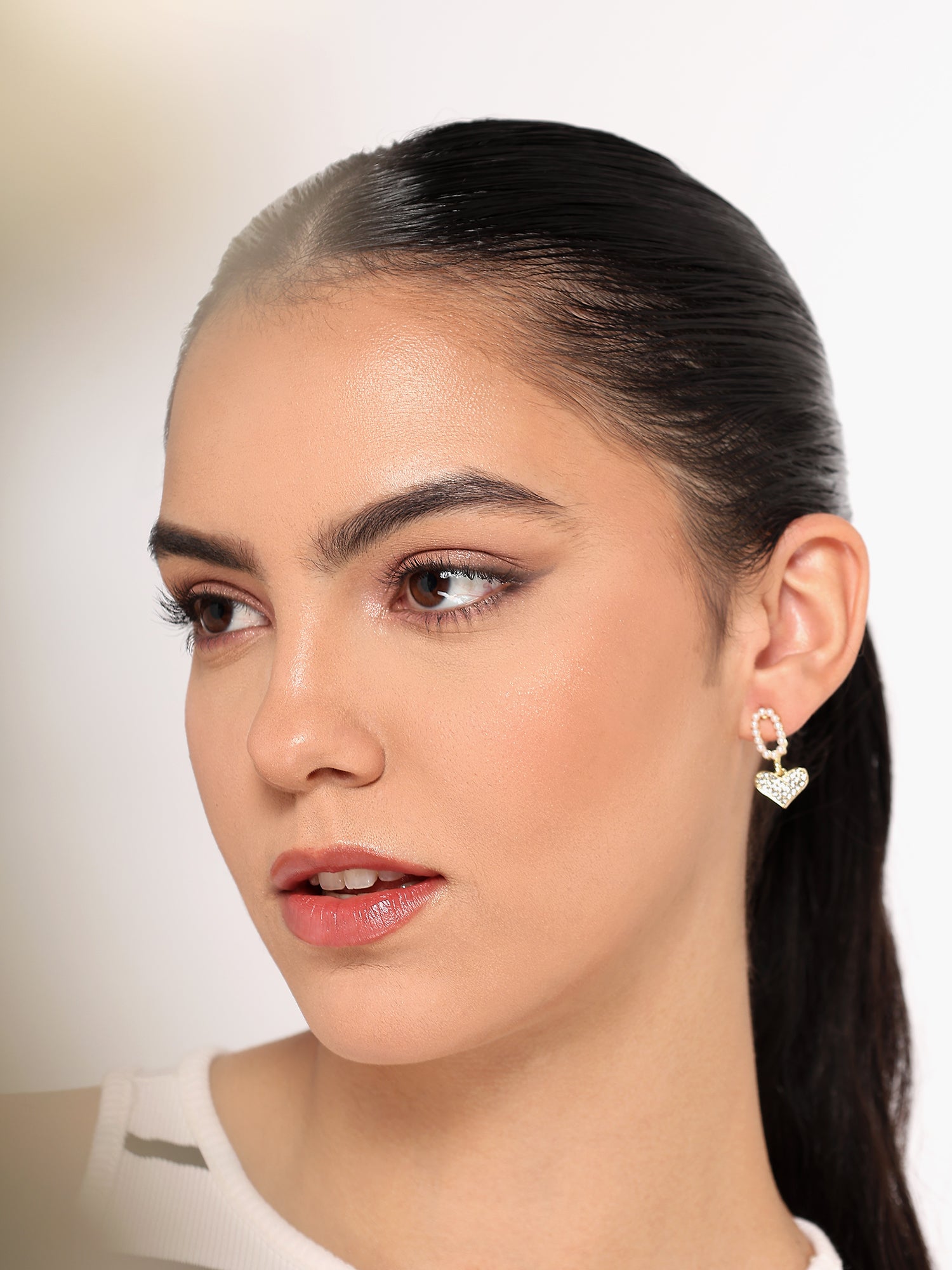 Her Jewels Cute Minimal Studded Heart Shaped Korean Earrings for Women & Girls