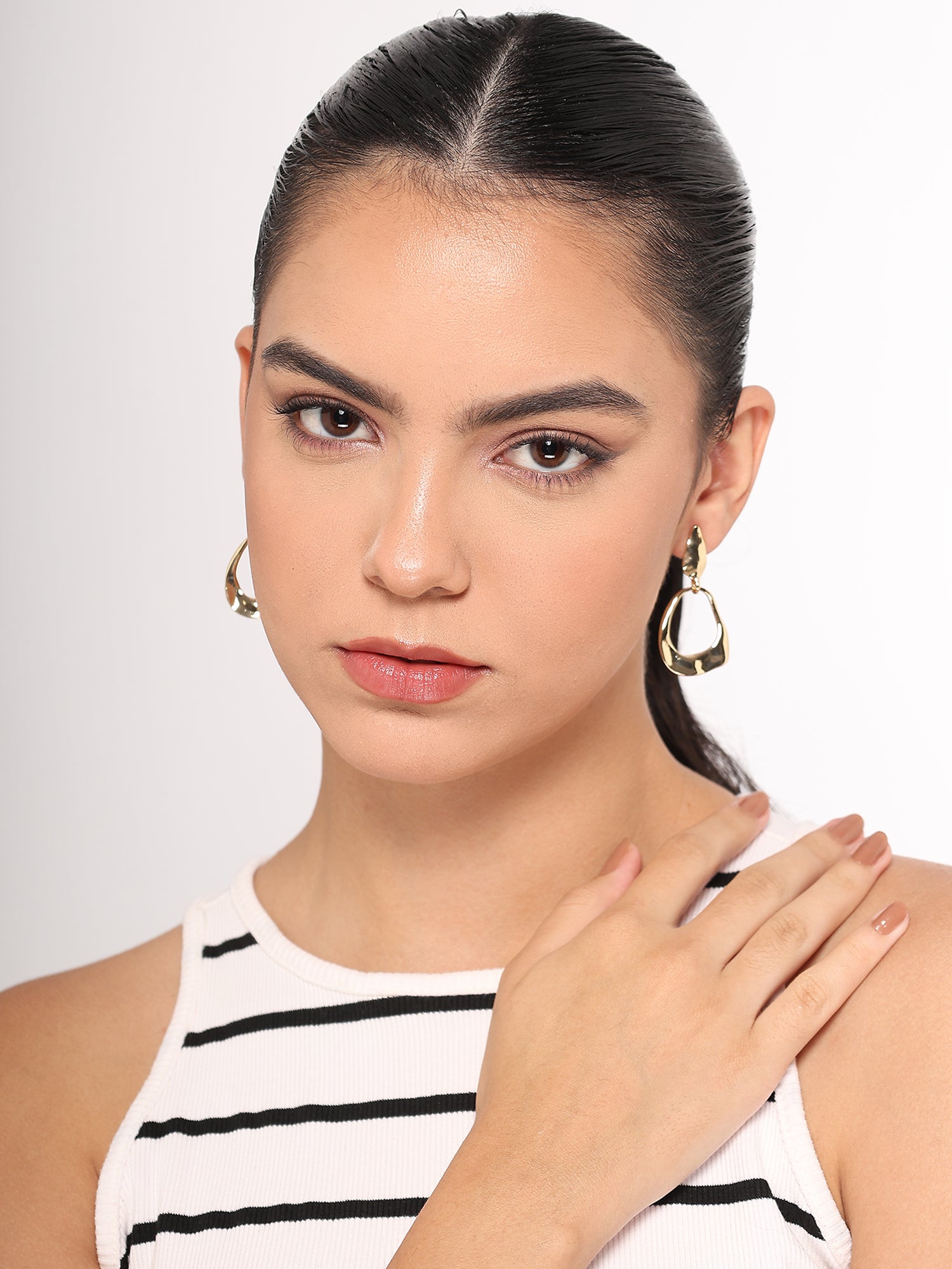 Her Jewels Anti Tarnish Gold Plated Geometric Drop Korean Design Earrings for Women & Girls