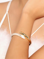 Her Jewels Anti-Tarnish Stainless Steel Two Tone Teardrop Bracelet for Women & Girls – Gold & Silver Elegance