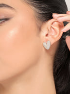 Her Jewels Anti Tarnish Gold-Plated AD Studded Heart Shaped Stud Earrings for Women & Girls