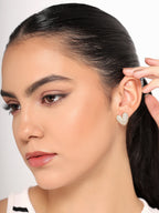 Her Jewels Anti Tarnish Gold-Plated AD Studded Heart Shaped Stud Earrings for Women & Girls