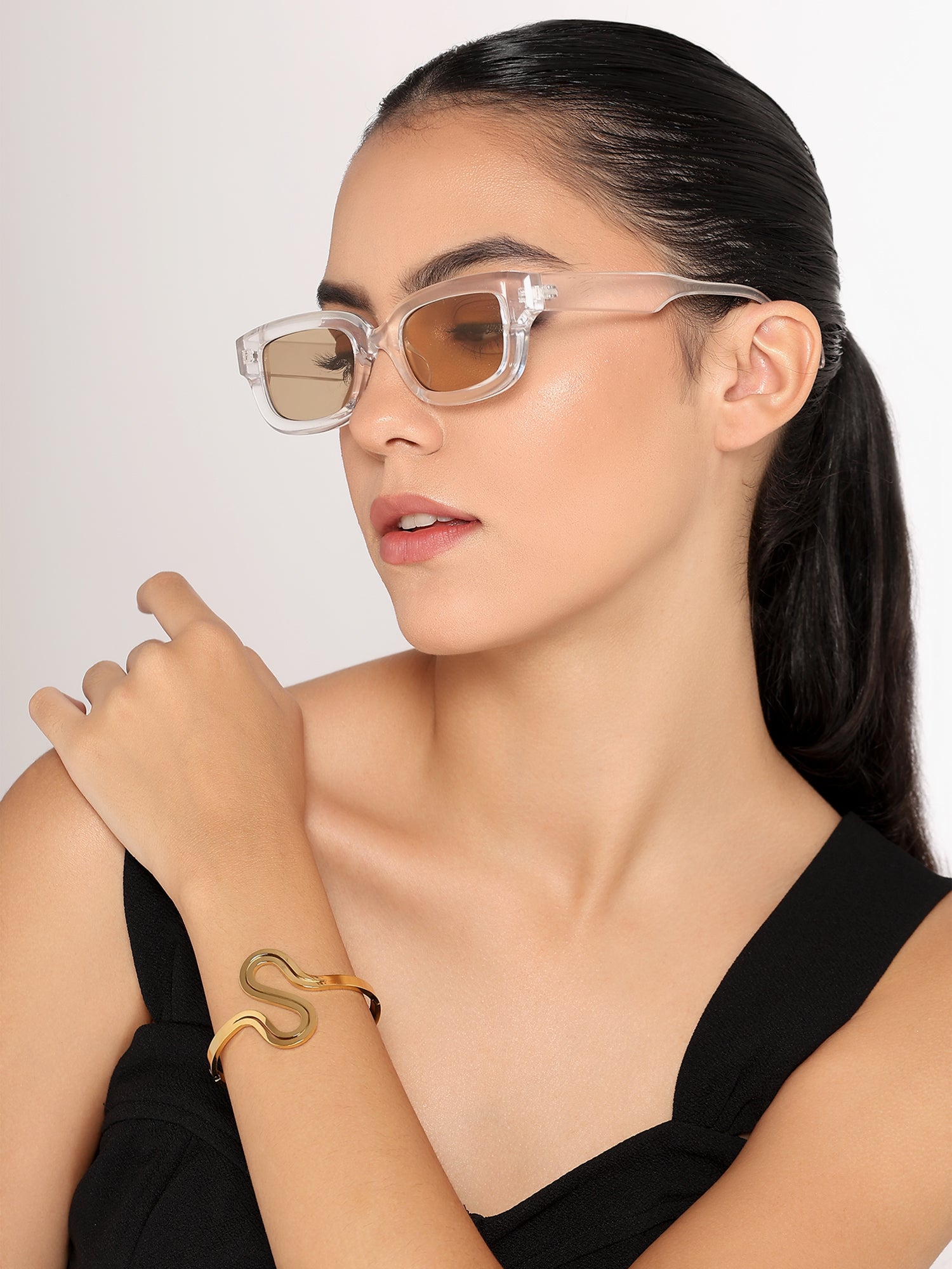 Her Jewels Anti-Tarnish Stainless Layer S-Shape Hollow Design Gold Plated Bracelet for Women & Girls