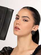 Her Jewels Black & Gold Geometric Round Earrings for Women & Girls – Stylish & Hypoallergenic