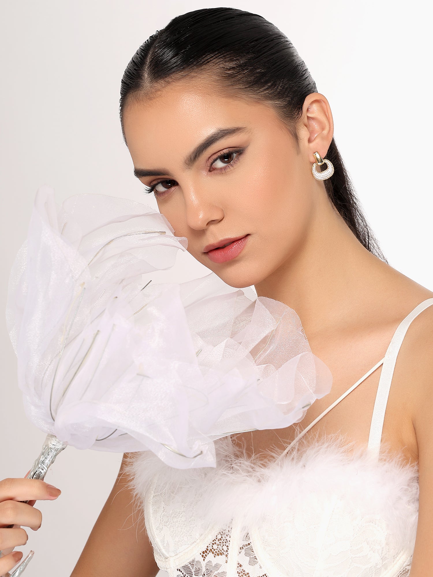 Her Jewels Gold Plated Hoop Earrings for Women & Girls – Sparkling AD & Cubic Zirconia Studded Lightweight Jewelry