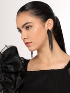 Her Jewels Black Rhinestone Tassel Drop Dangler Earrings for Women & Girls – Chandelier Style