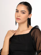 Her Jewels Black Rhinestone Tassel Drop Dangler Earrings for Women & Girls – Chandelier Style