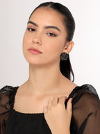 Her Jewels Black & Gold Geometric Round Earrings for Women & Girls – Stylish & Hypoallergenic