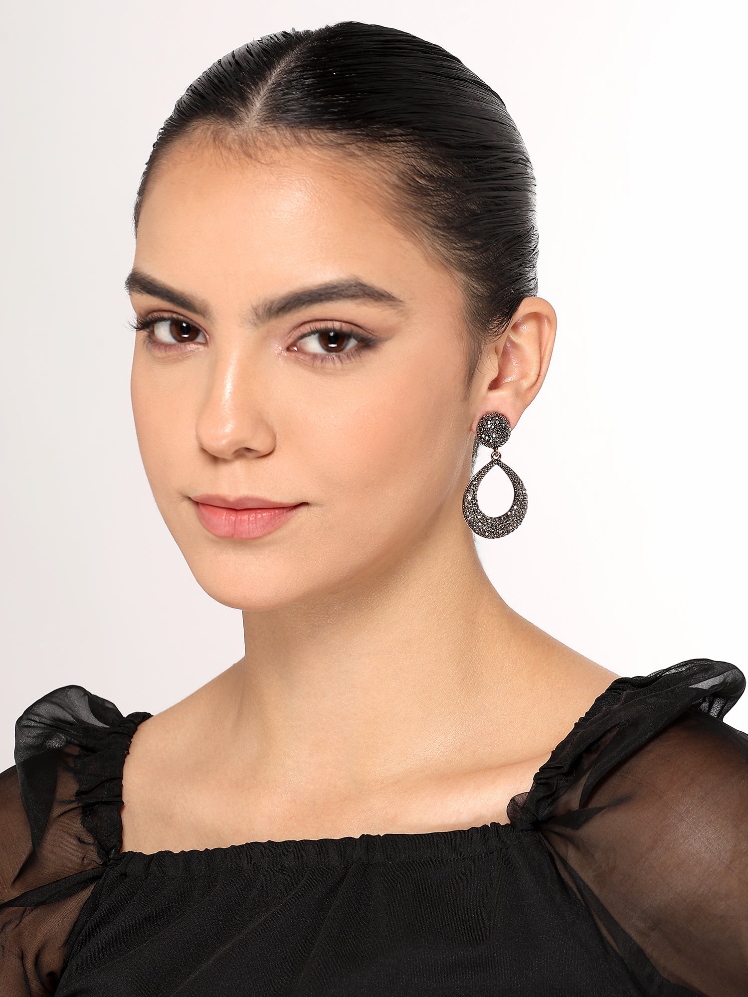 Her Jewels Gold Plated Teardrop Dangler Earrings for Women & Girls – Elegant Antique Style, Lightweight & Hypoallergenic