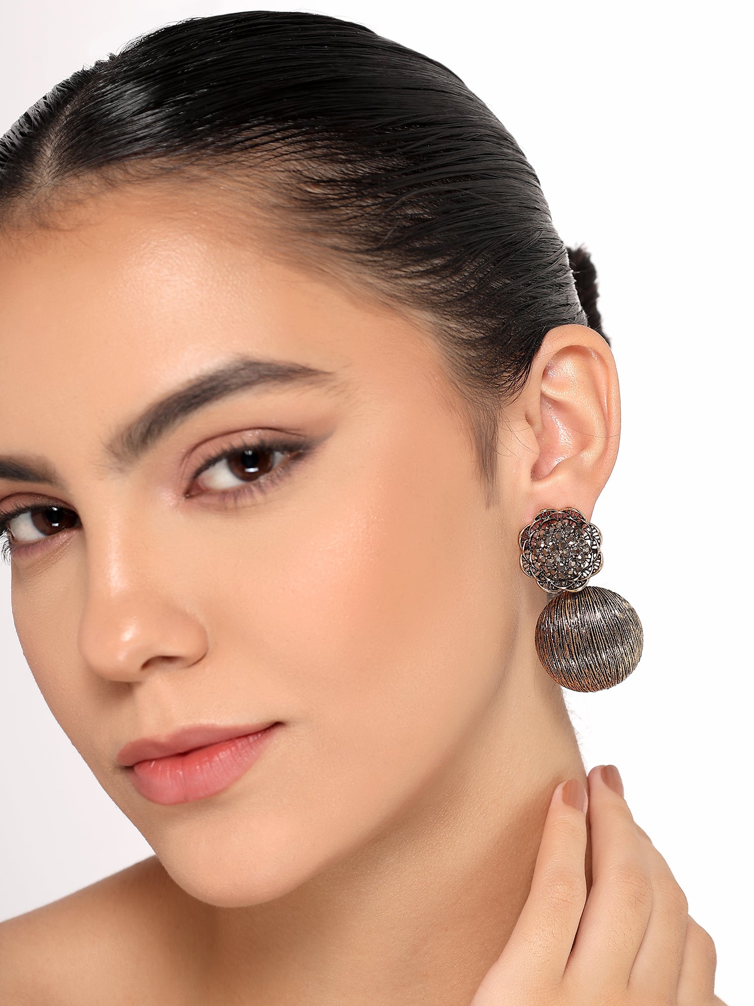 Her Jewels Gold Plated Drop Design Dangler Earrings for Women & Girls – Elegant Antique Style