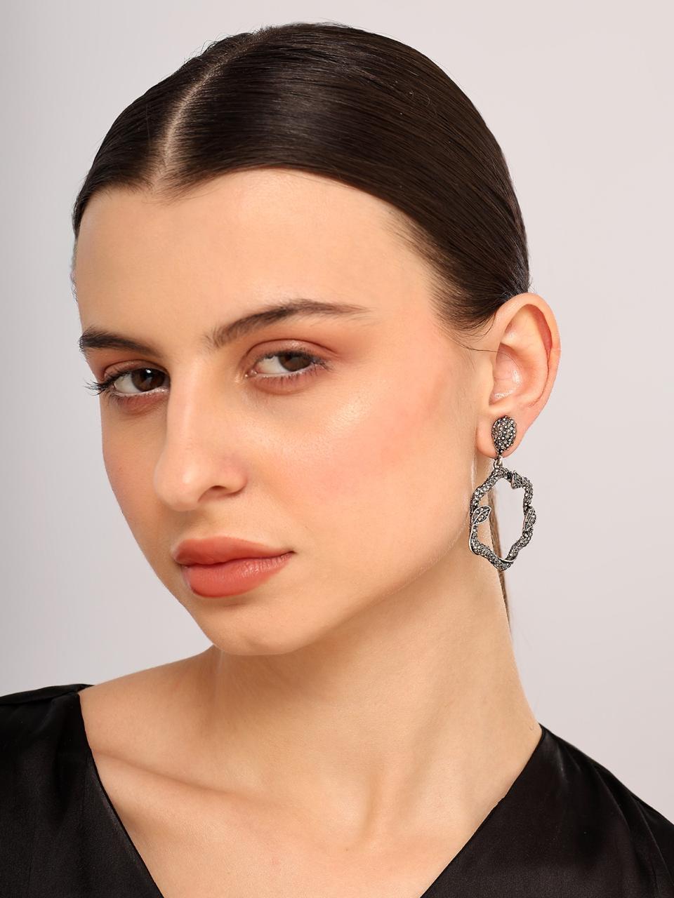 Her Jewels Turkish Leaf Design Dangler Earrings for Women & Girls – Dusky Finish, Antique Style & Hypoallergenic