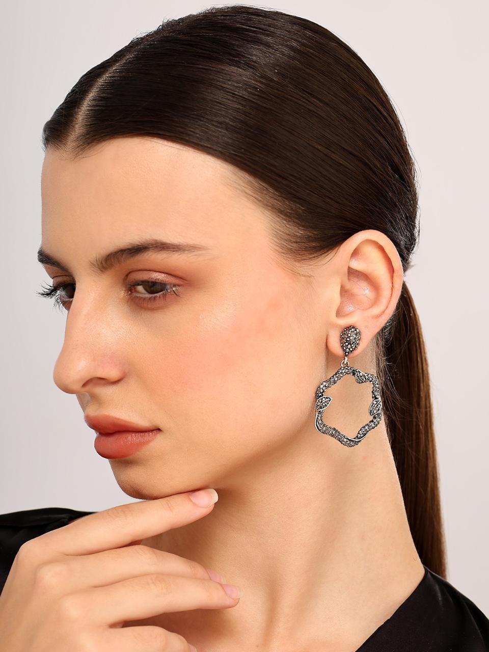 Her Jewels Turkish Leaf Design Dangler Earrings for Women & Girls – Dusky Finish, Antique Style & Hypoallergenic