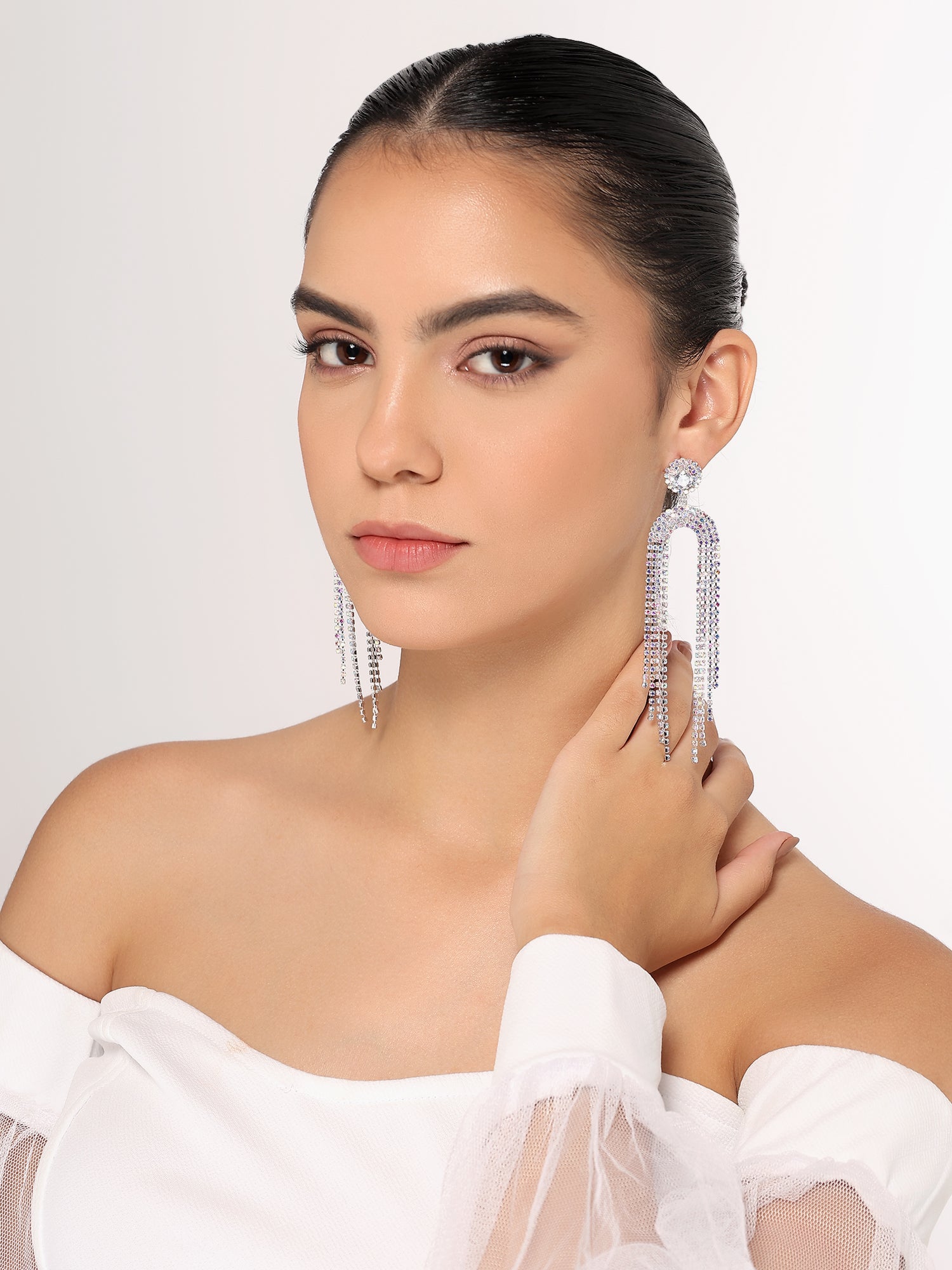 Her Jewels Rhinestone Tassel Drop Dangler Earrings for Women & Girls – Sparkling Chandelier Design