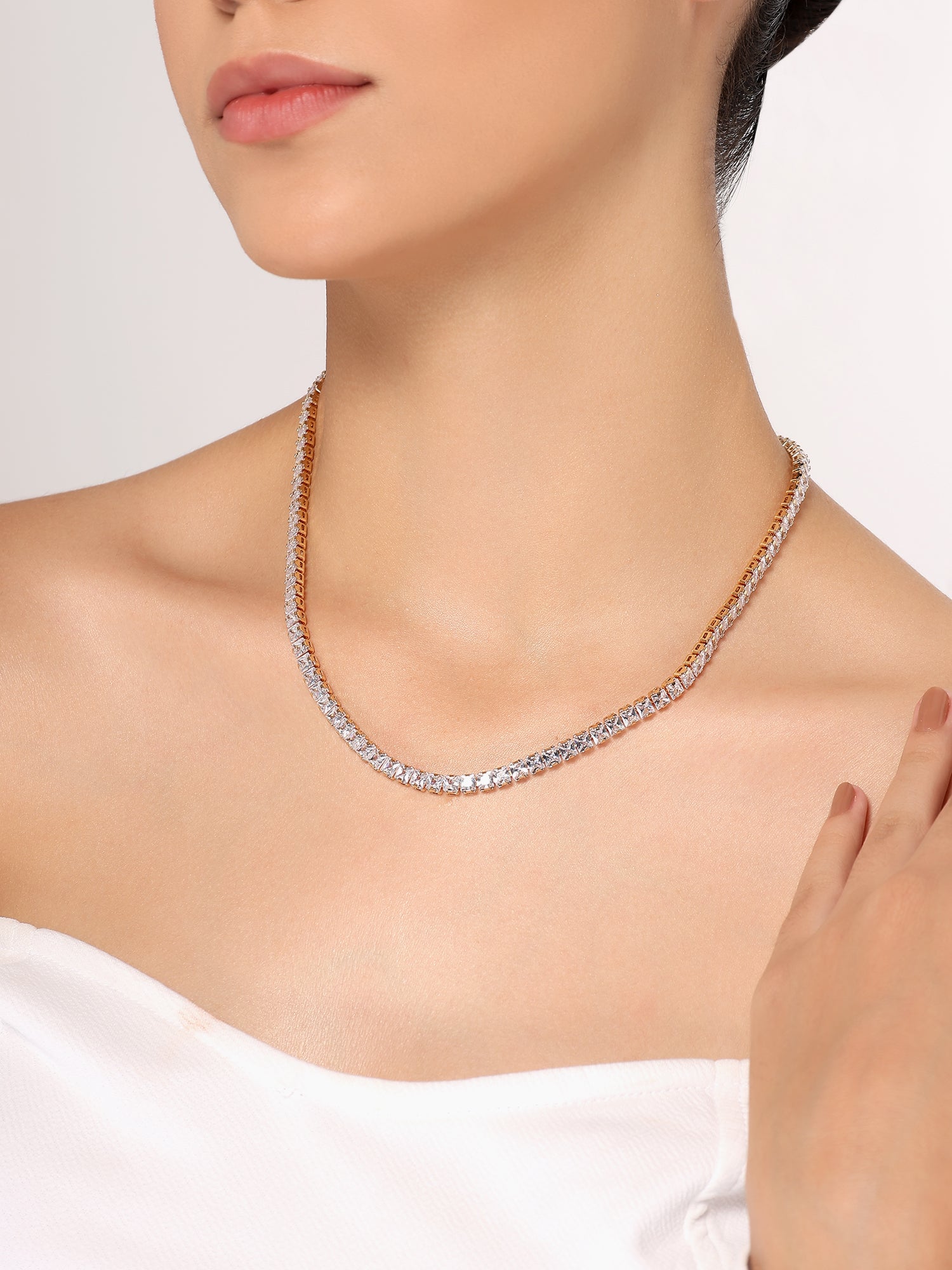 Stunning Moissanite Tennis Rose Gold Necklace for Women & Girls