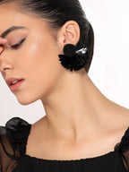 Her Jewels Black Handmade Beaded Flower Earrings for Women & Girls – Elegant Floral Design, Lightweight Unique Jewelry