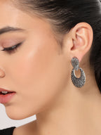 Her Jewels Gold Plated Oval Dangler Earrings for Women & Girls – Elegant Hypoallergenic Alloy Jewelry