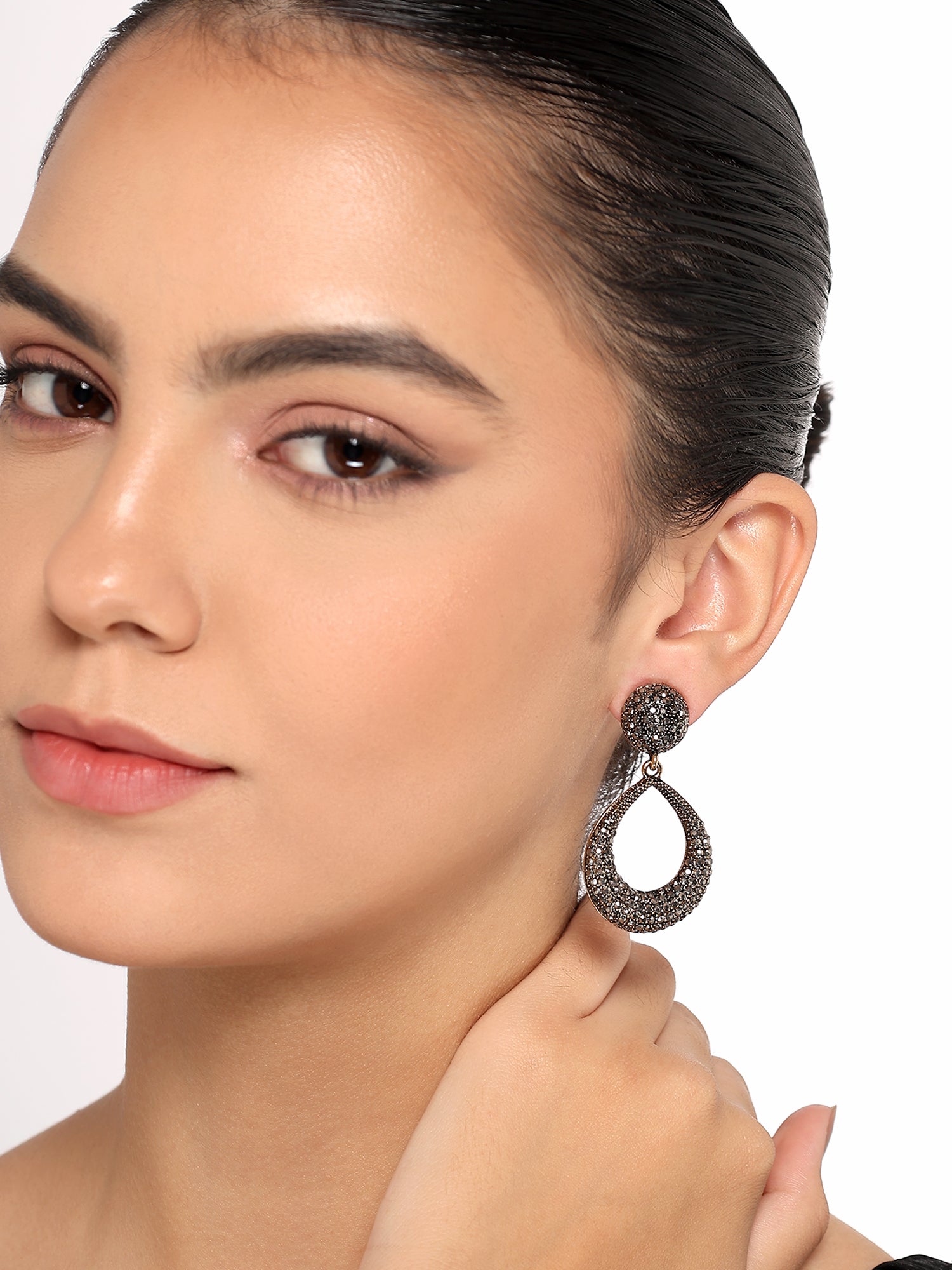 Her Jewels Gold Plated Teardrop Dangler Earrings for Women & Girls – Elegant Antique Style, Lightweight & Hypoallergenic