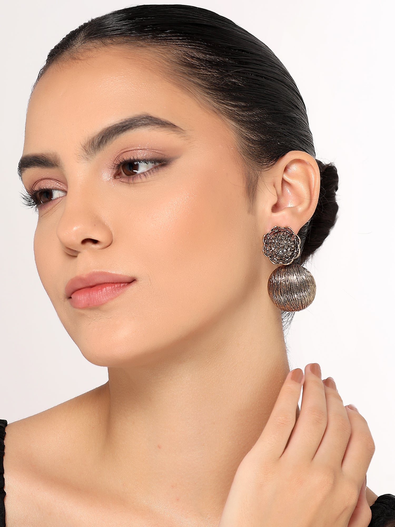 Her Jewels Gold Plated Drop Design Dangler Earrings for Women & Girls – Elegant Antique Style