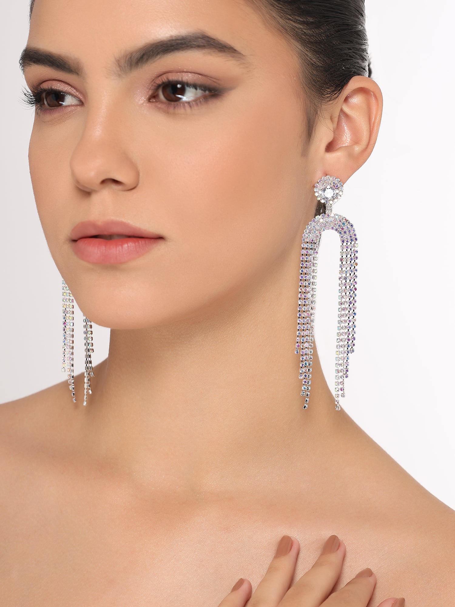 Her Jewels Rhinestone Tassel Drop Dangler Earrings for Women & Girls – Sparkling Chandelier Design