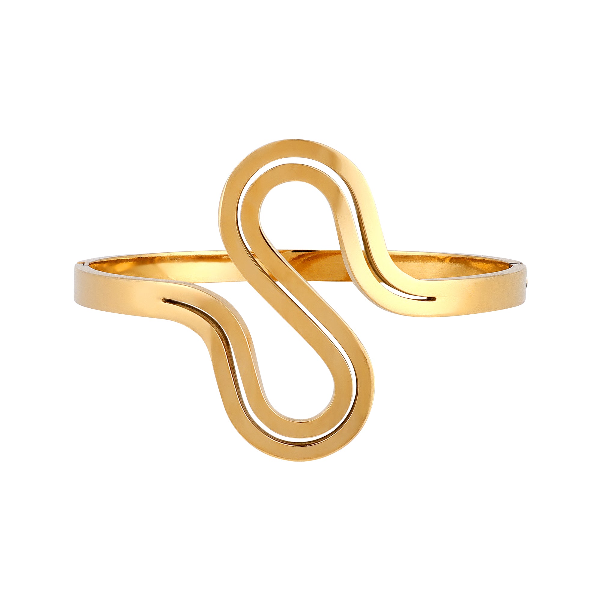 Her Jewels Anti-Tarnish Stainless Layer S-Shape Hollow Design Gold Plated Bracelet for Women & Girls