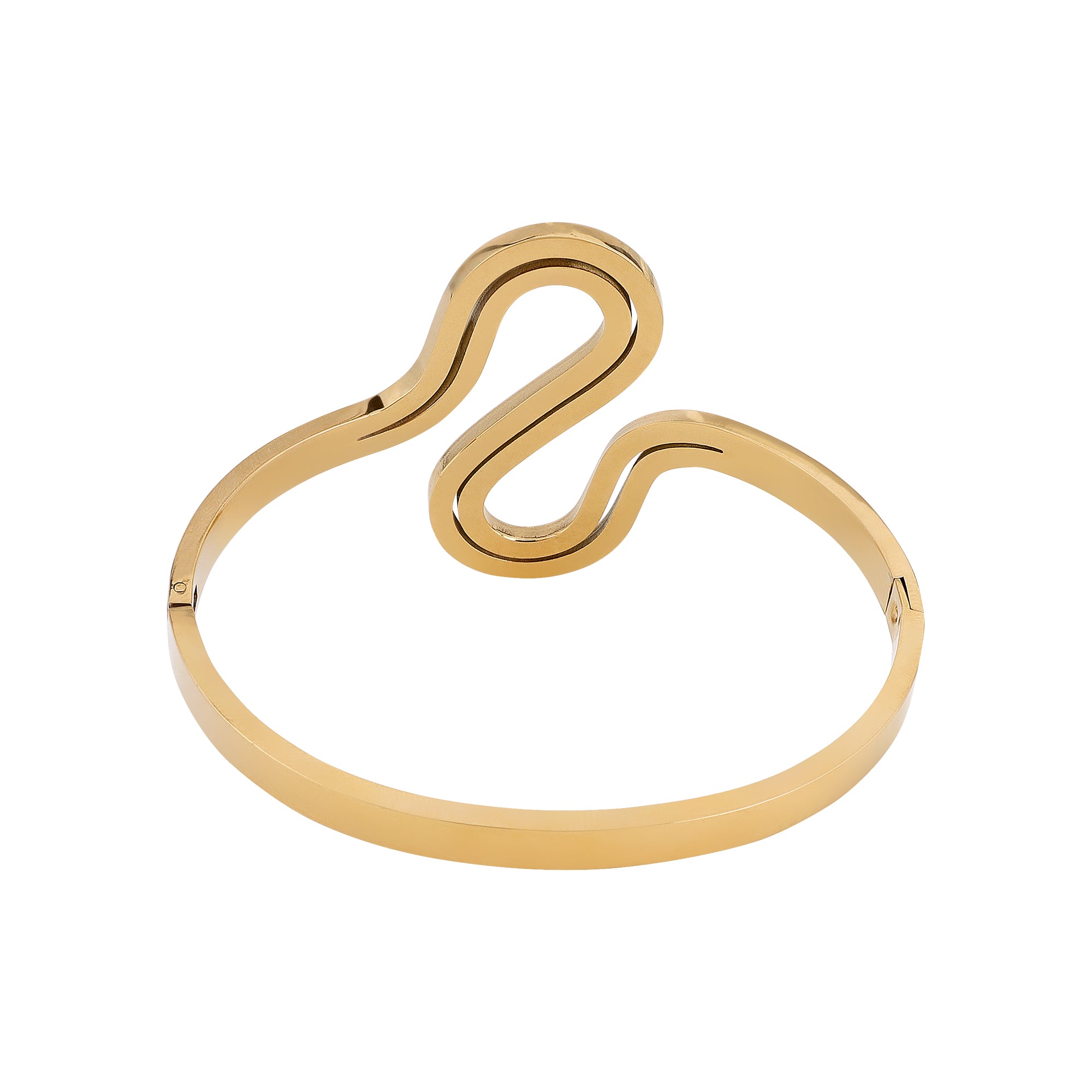 Her Jewels Anti-Tarnish Stainless Layer S-Shape Hollow Design Gold Plated Bracelet for Women & Girls