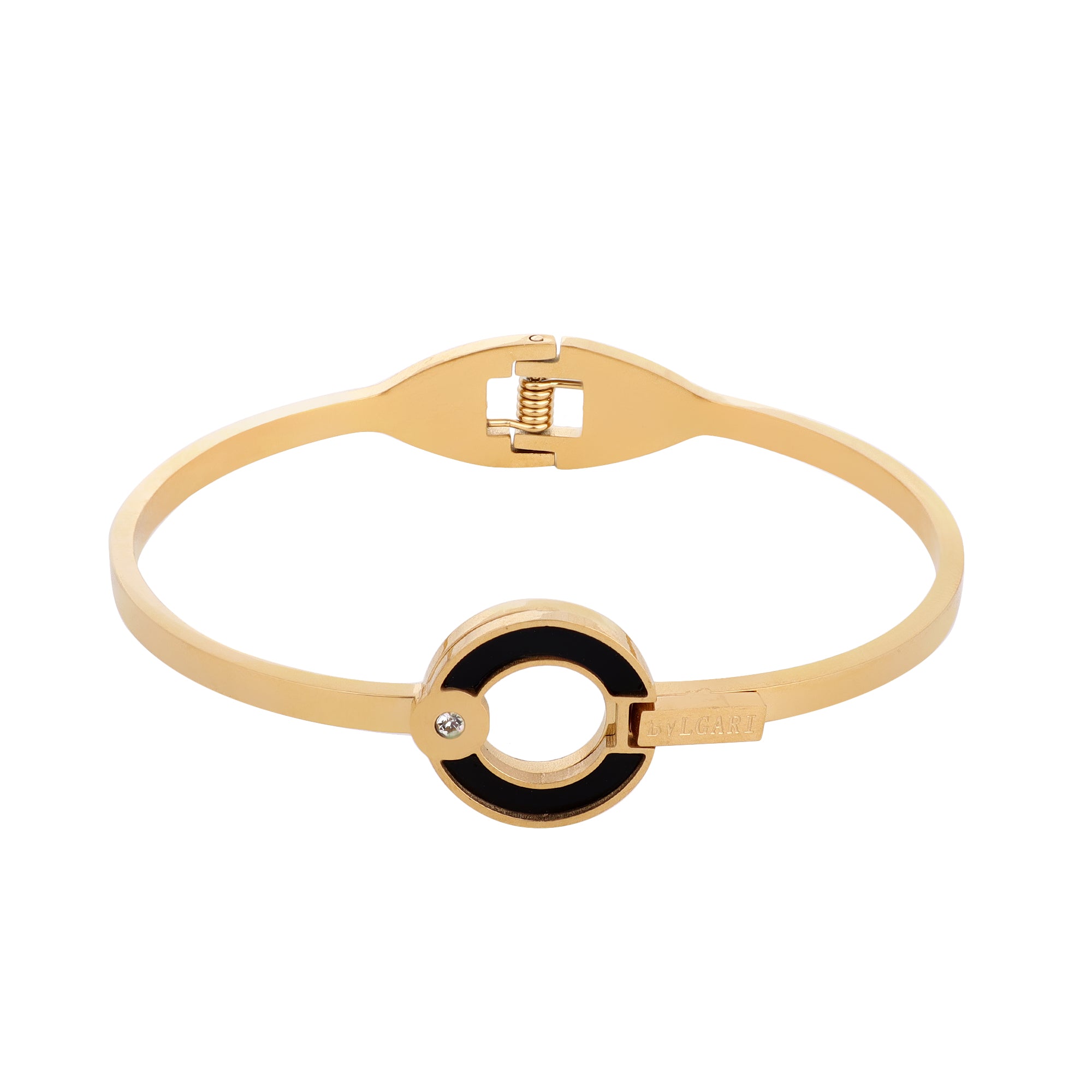 Her Jewels Anti-Tarnish Stainless Steel BVLGARI Inspired Gold & Black Bracelet for Women & Girls