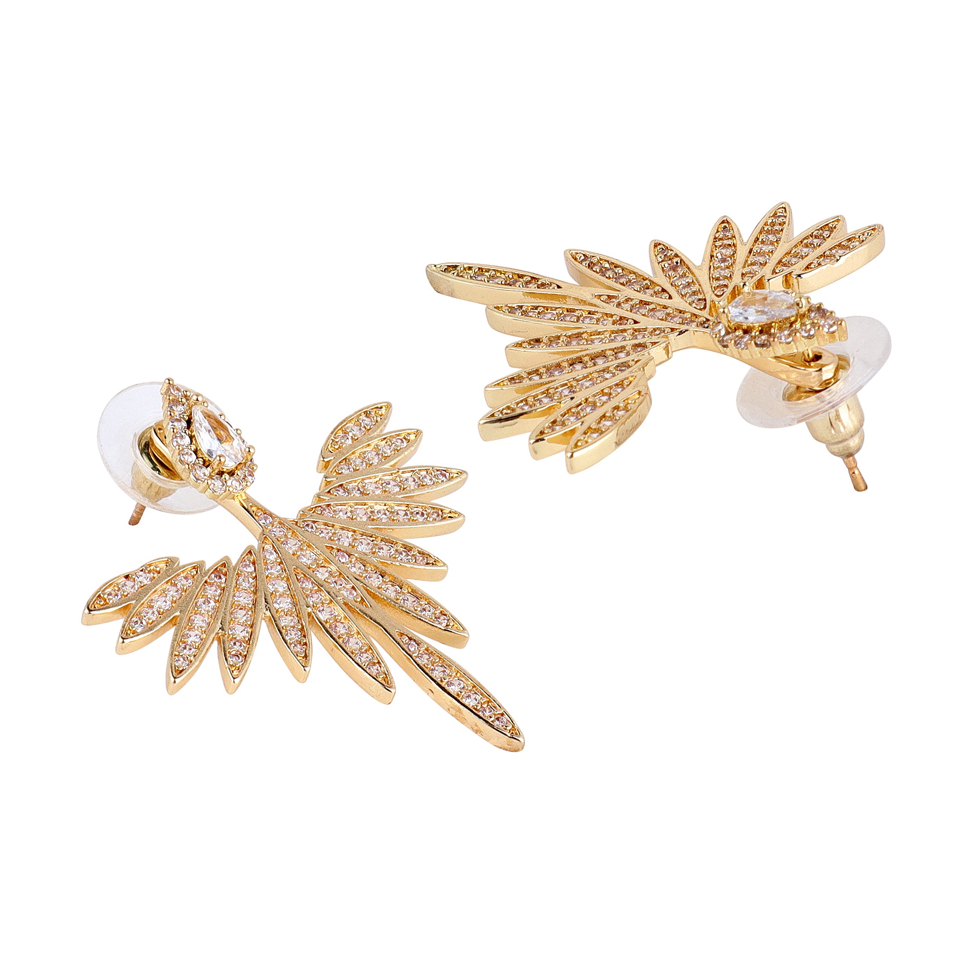 Her Jewels Gold Studded Eagle Shaped Earrings for Women & Girls – Elegant Lightweight Stainless Steel Statement Jewelry