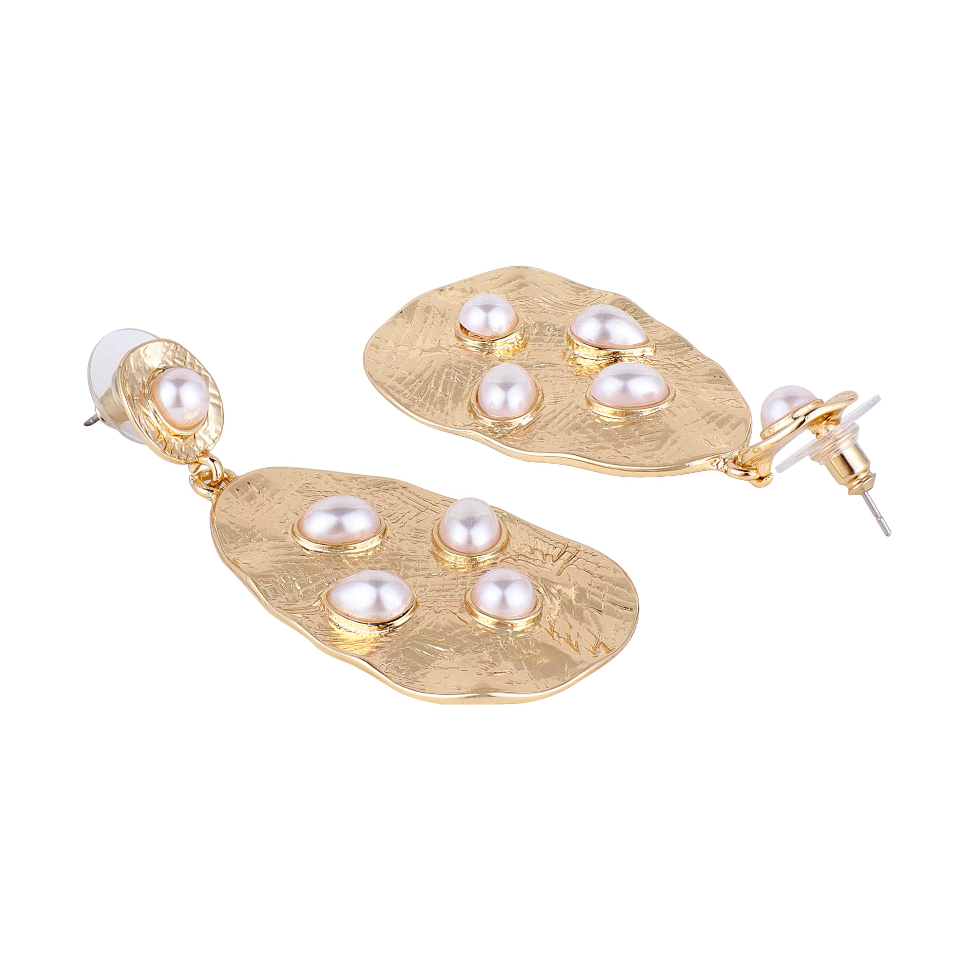 Her Jewels Gold Tone Faux Pearl Disc Drop Earrings for Women & Girls – Elegant & Hypoallergenic