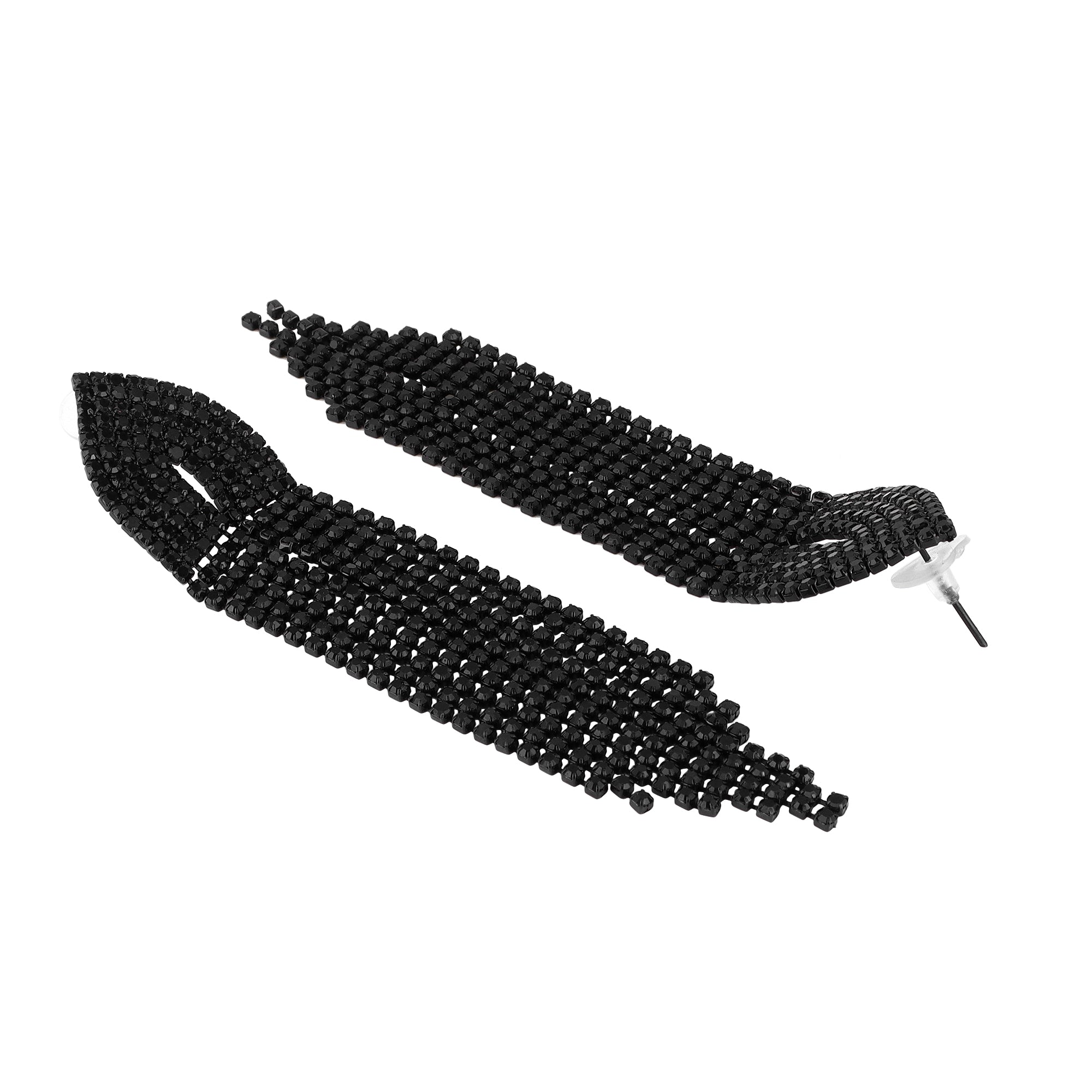 Her Jewels Black Rhinestone Tassel Drop Dangler Earrings for Women & Girls – Chandelier Style