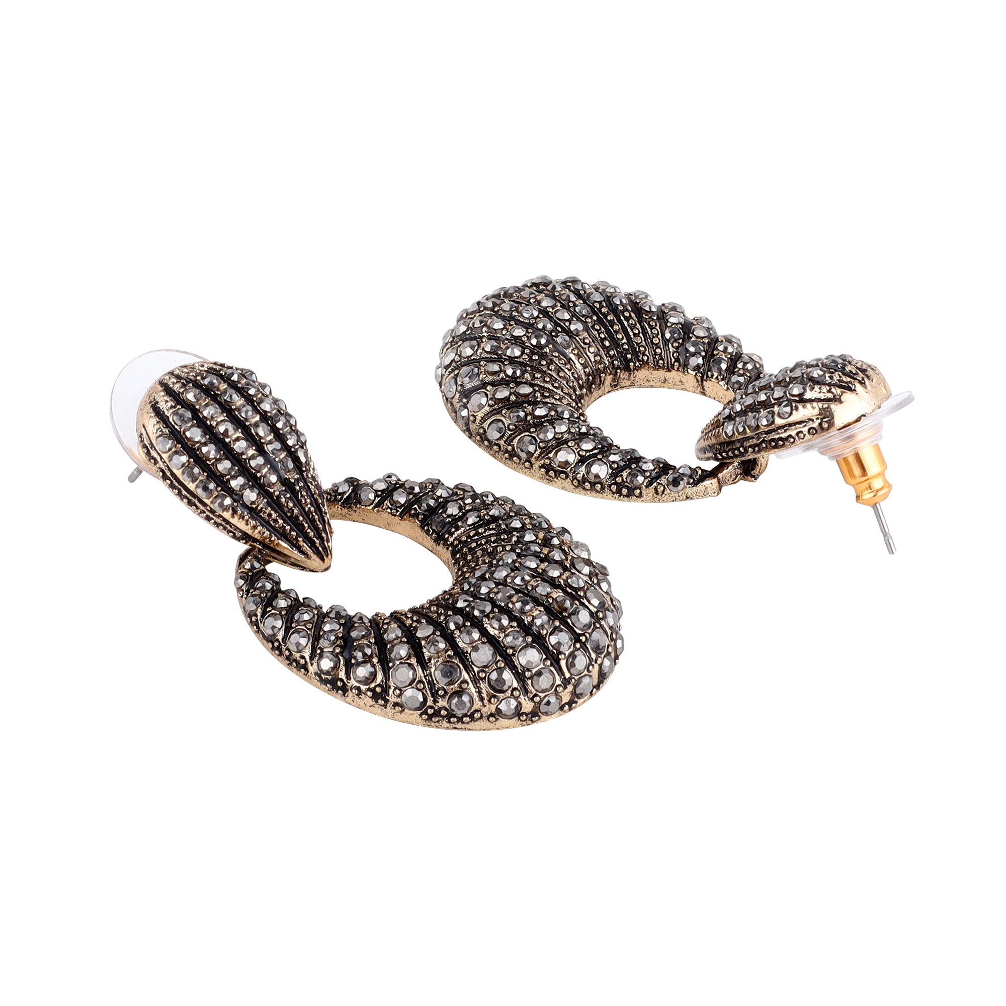 Her Jewels Gold Plated Oval Dangler Earrings for Women & Girls – Elegant Hypoallergenic Alloy Jewelry