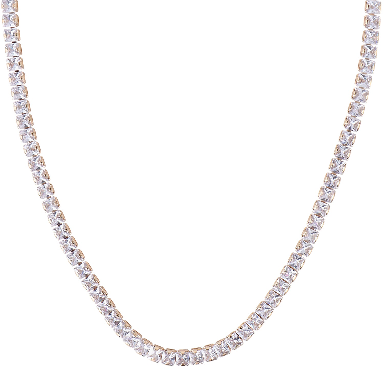 Stunning Moissanite Tennis Rose Gold Necklace for Women & Girls