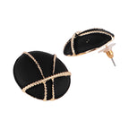 Her Jewels Black & Gold Geometric Round Earrings for Women & Girls – Stylish & Hypoallergenic