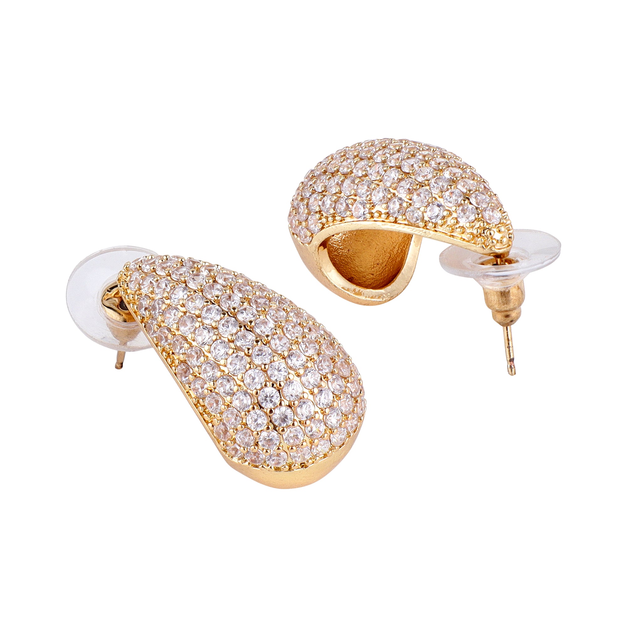 Her Jewels Gold Plated Teardrop Earrings for Women & Girls – Sparkling AD & Cubic Zirconia Studded Lightweight Jewelry
