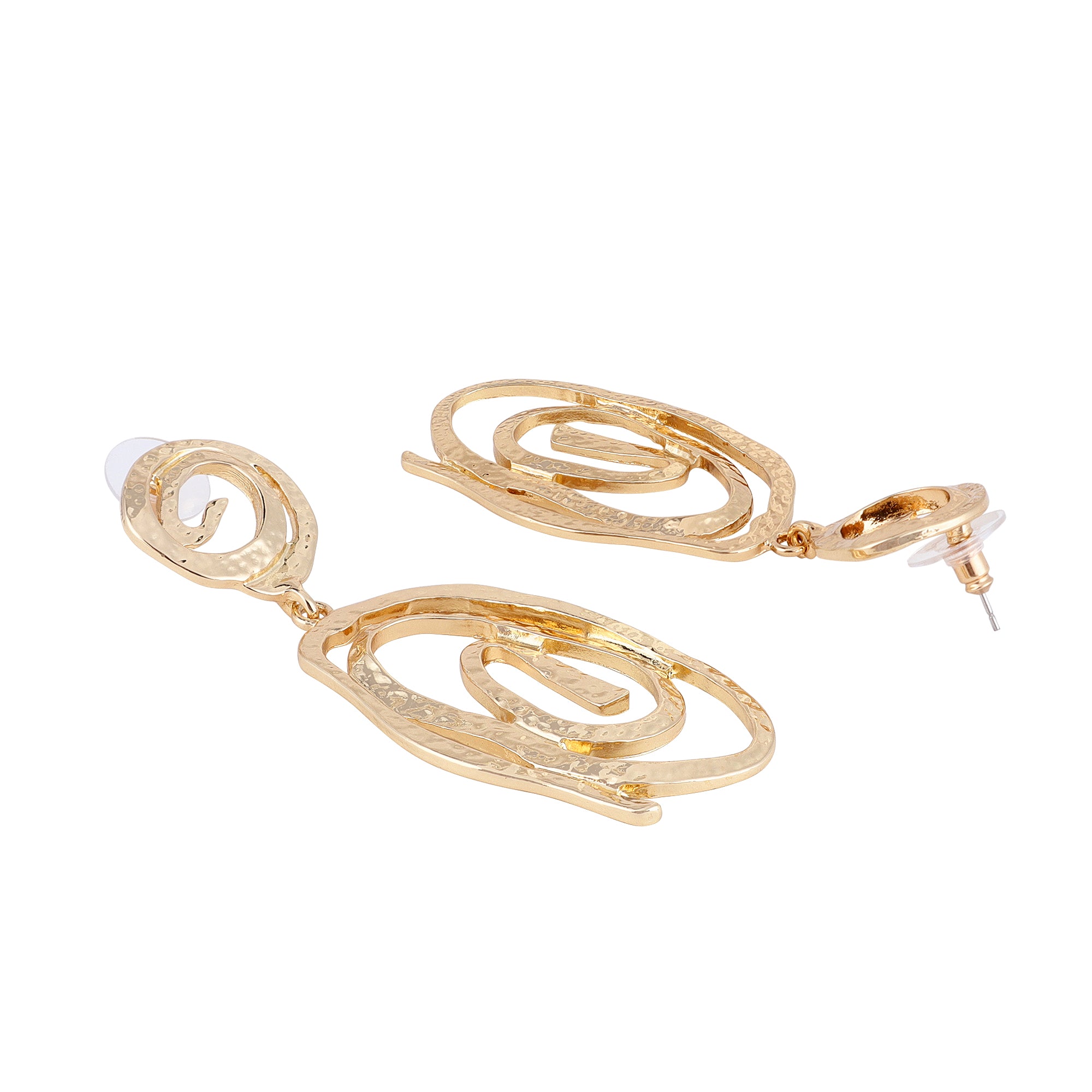 Her Jewels Gold Geometric Hollow Drop Earrings for Women & Girls – Stylish & Hypoallergenic