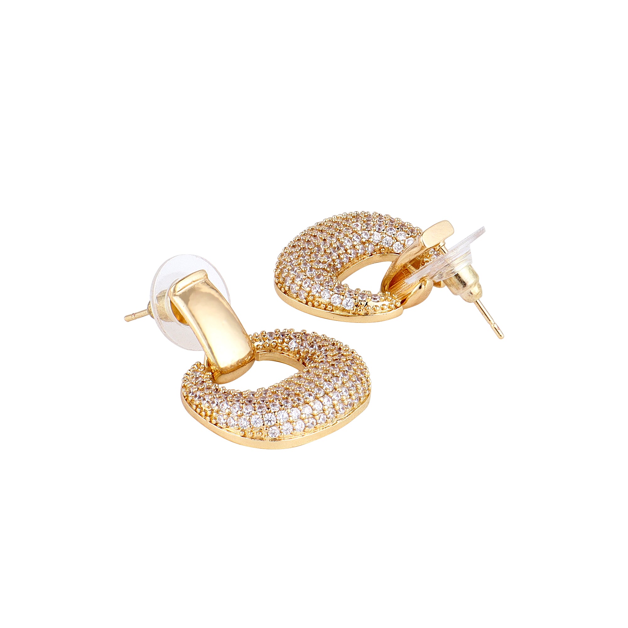 Her Jewels Gold Plated Hoop Earrings for Women & Girls – Sparkling AD & Cubic Zirconia Studded Lightweight Jewelry