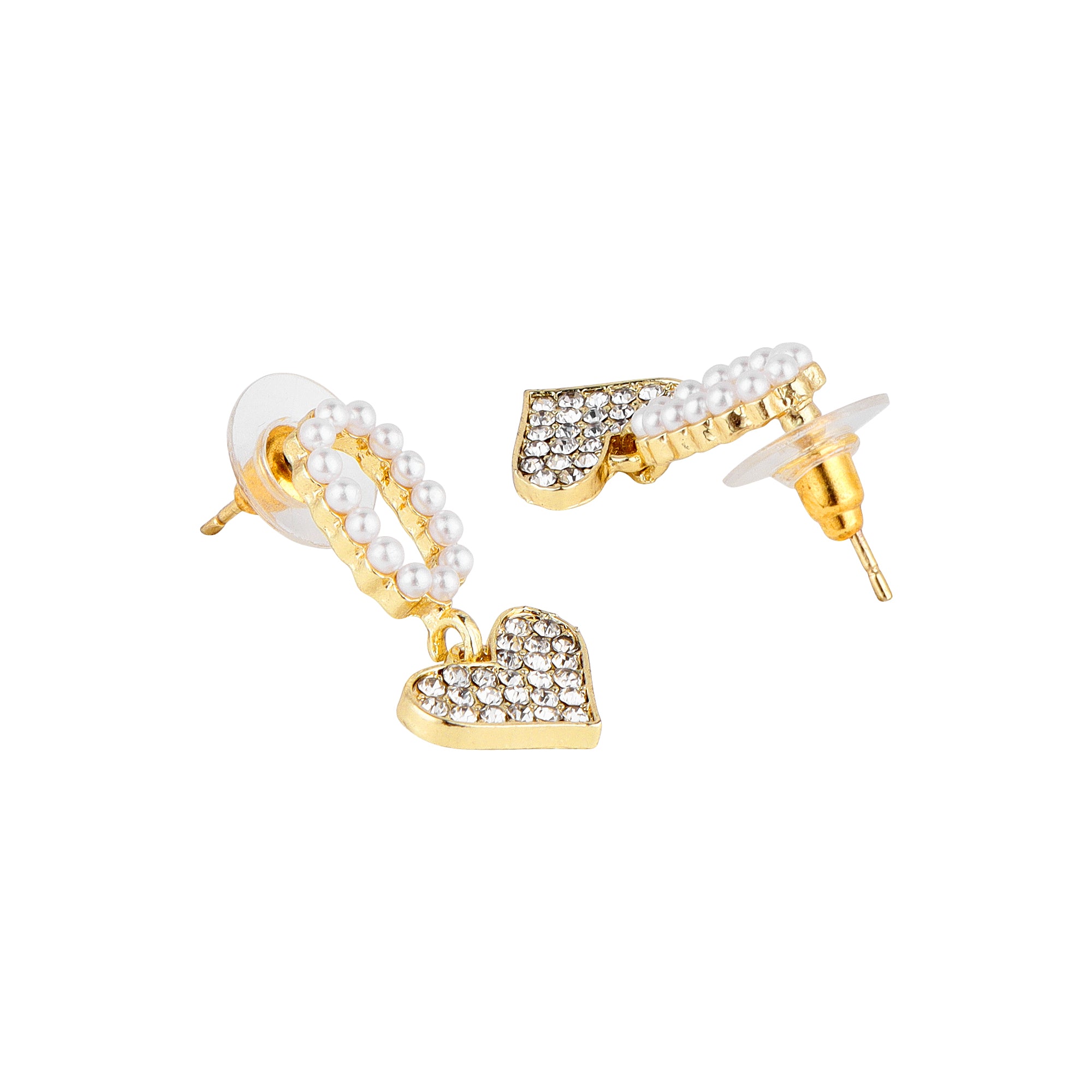 Her Jewels Cute Minimal Studded Heart Shaped Korean Earrings for Women & Girls