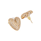 Her Jewels Anti Tarnish Gold-Plated AD Studded Heart Shaped Stud Earrings for Women & Girls