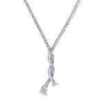 Stunning Rhodium Plated Cubic Zirconia Studded Silver Long Chain Necklace for Women & Girls