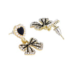 Her Jewels Black Heart Bow Tie Drop Korean Earrings for Women & Girls