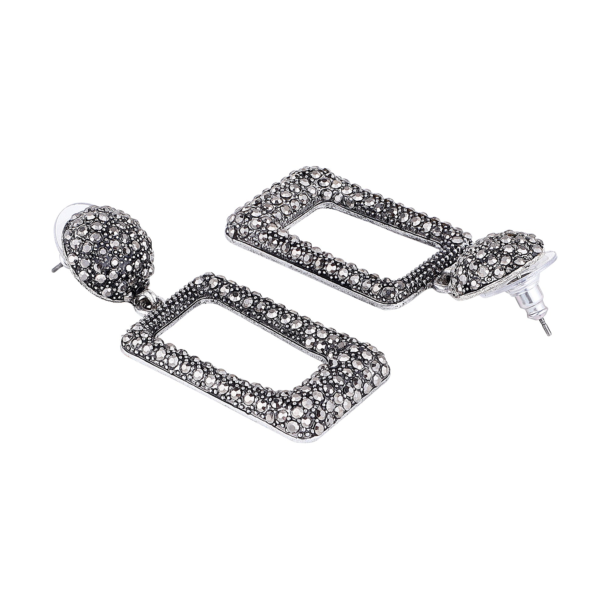 Her Jewels Antique Rectangle Shaped Dangler Earrings for Women & Girls – Elegant Alloy Jewelry, Hypoallergenic & Unique Design